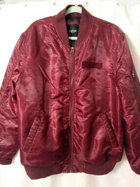 Lot 29 Mens Bomber Jacket Insulated Metal Zippers Varsity Ribbed Cuffs Waist L